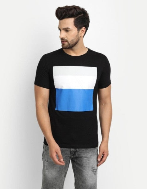 Men Colourblock Crew-Neck T-Shirt