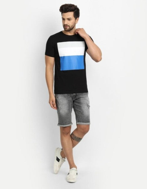 Men Colourblock Crew-Neck T-Shirt