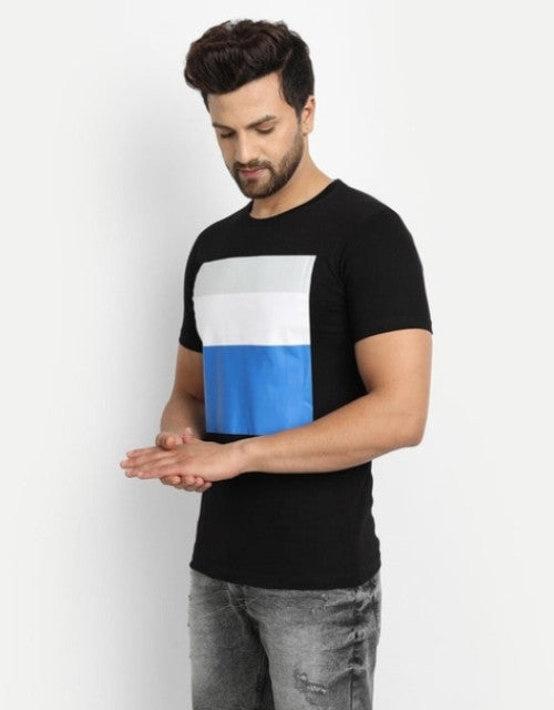 Men Colourblock Crew-Neck T-Shirt